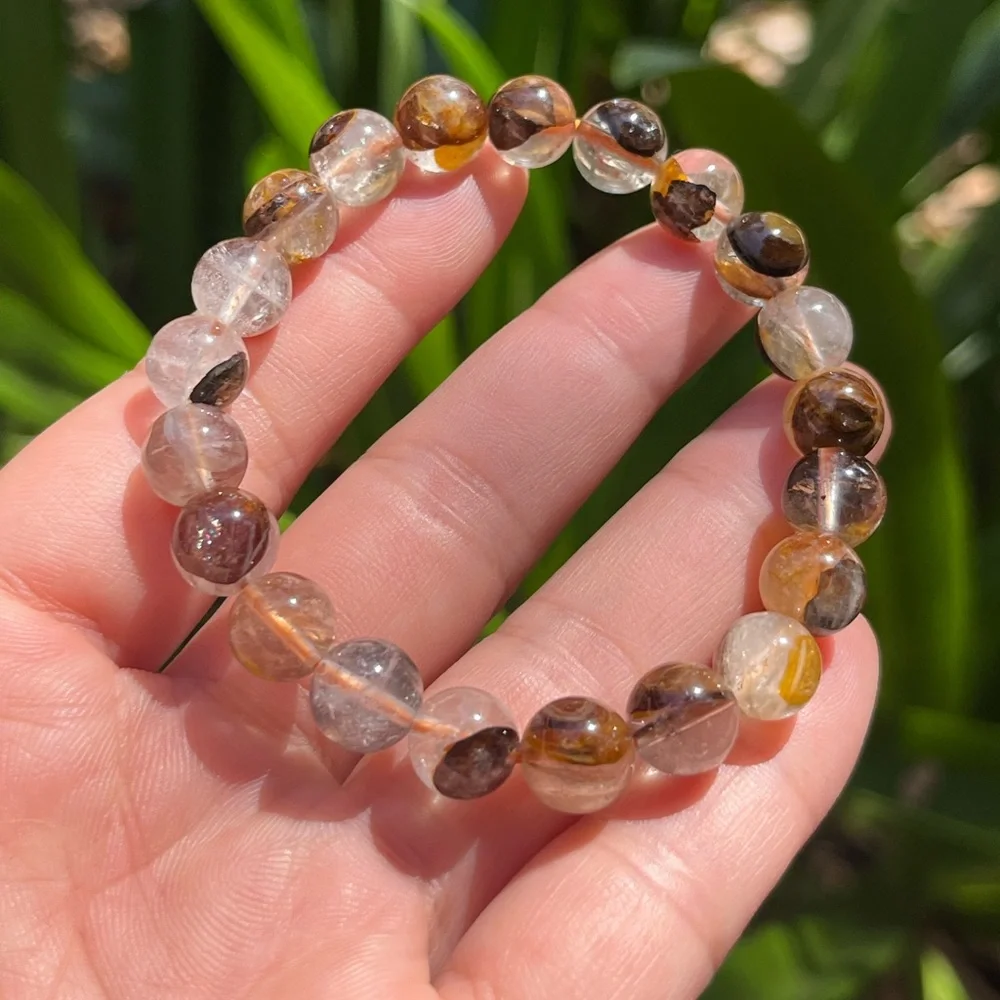 6.5 inches 9mm‎ stretchable brown golden healer bracelet